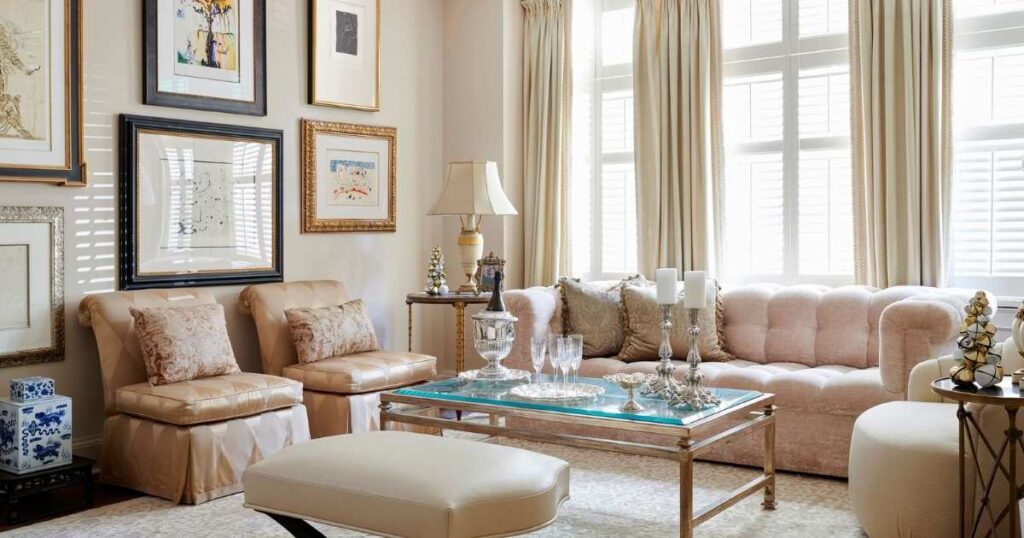 White and Beige Formal Living Room