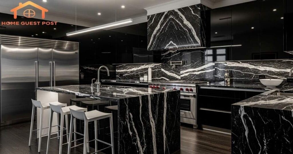 Black Marble Drama with White Highlights