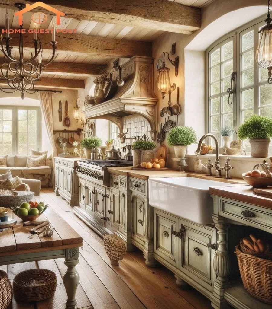 Blush and Sage French Country Style kitchen
