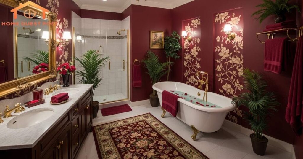 Burgundy Floral Oasis Bathroom