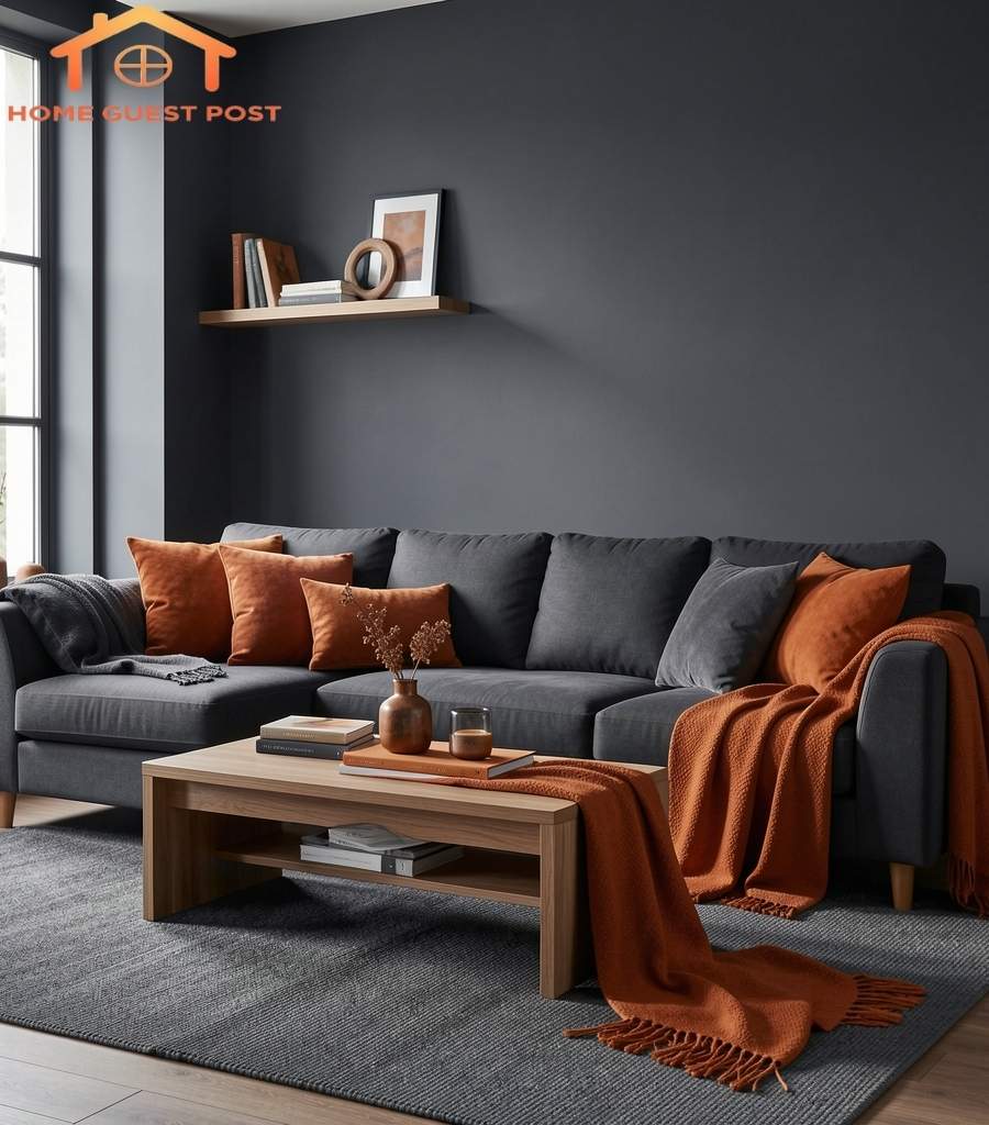 Charcoal Gray with Subtle Burnt Orange Hues