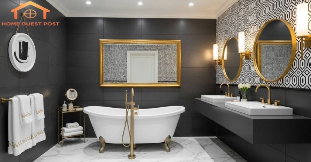Chic Monochrome with Gold Touches Bathroom