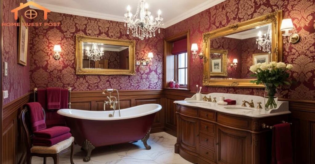 Classic Burgundy Elegance Bathroom