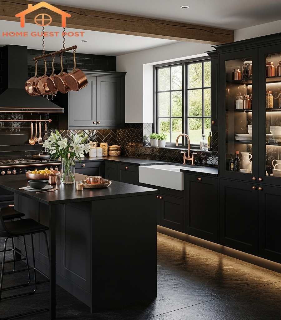 Classic Meets Contemporary Black & Copper Kitchen