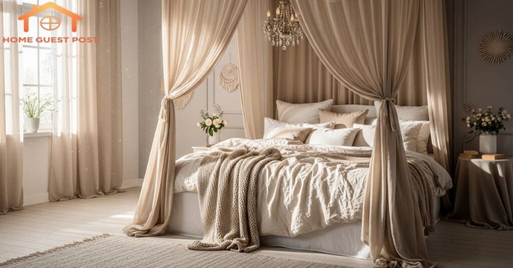Dreamy Beige Canopy Bedrooom