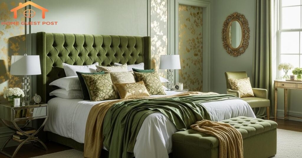 Dreamy Green and Gold Bedroom