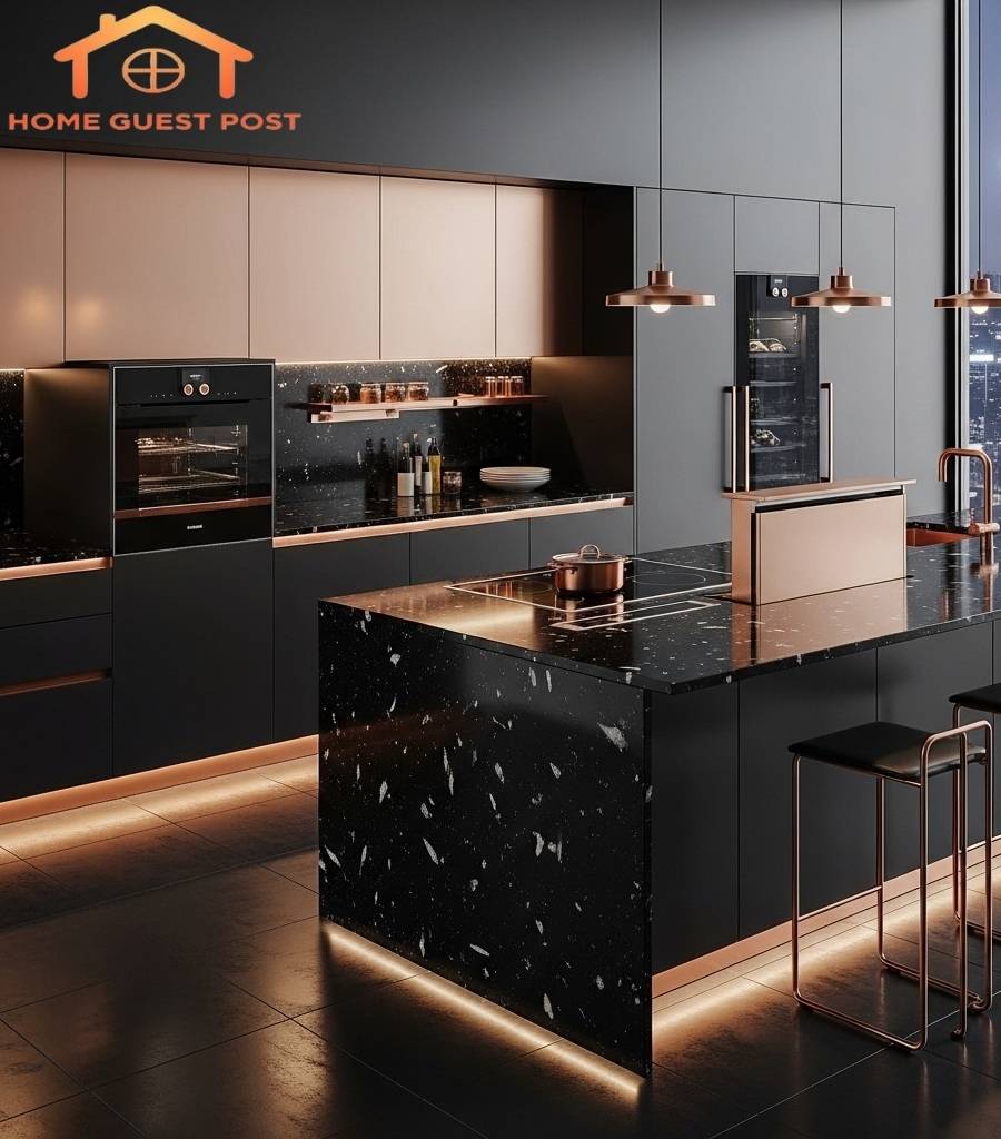 Futuristic Black & Copper Kitchen