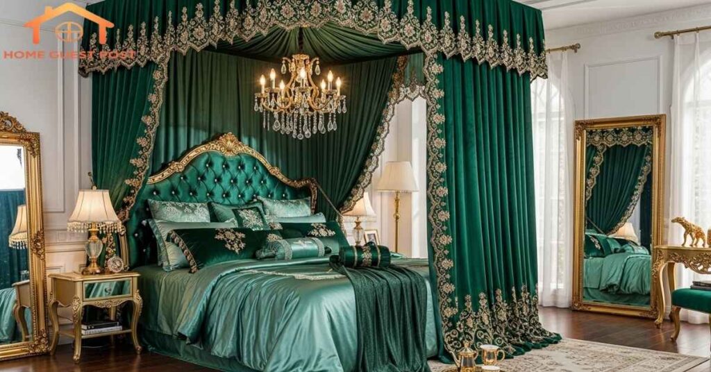 Glamorous Green Canopy Bedroom