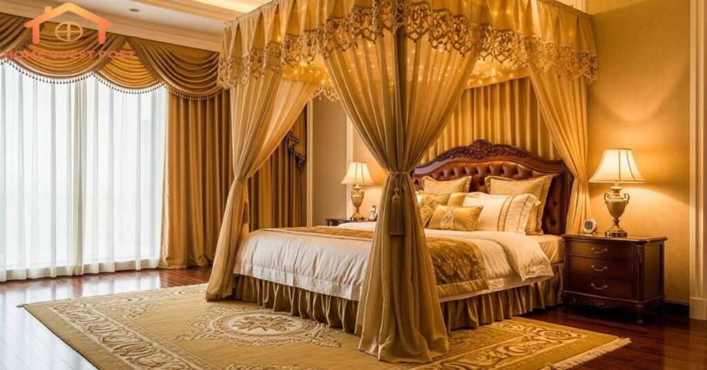 Golden Canopy Dreams Bedroom
