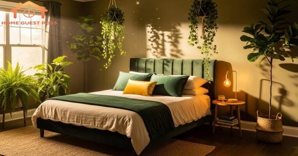 Green Oasis with Golden Glow Bedroom