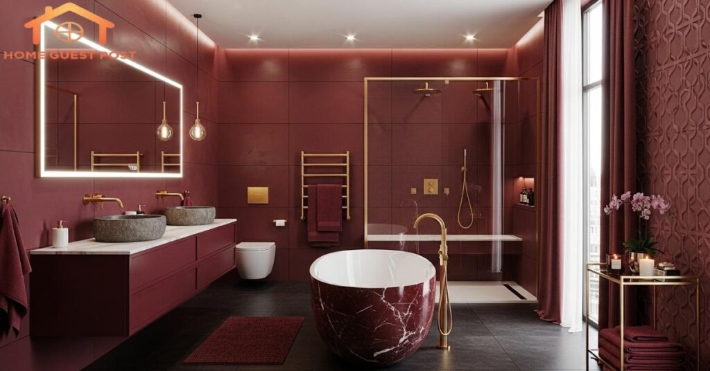 Modern Burgundy Luxe Bathroom
