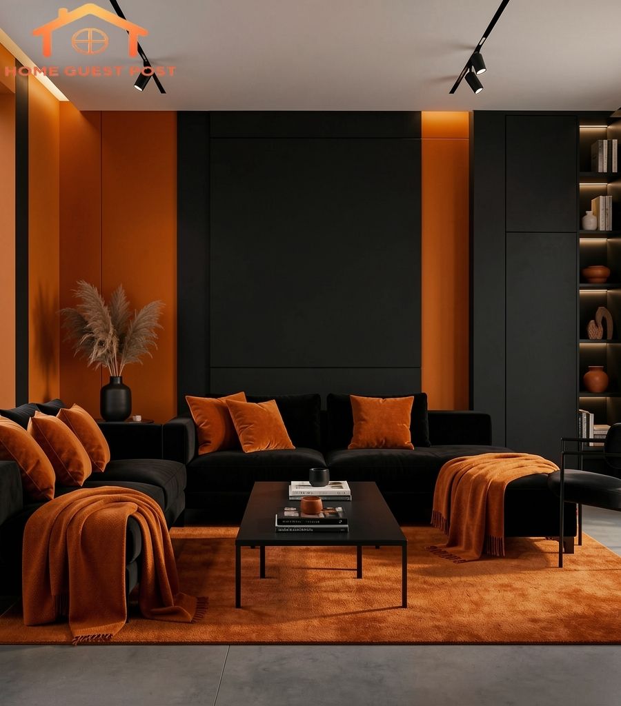 Modern Burnt Orange and Black Drama