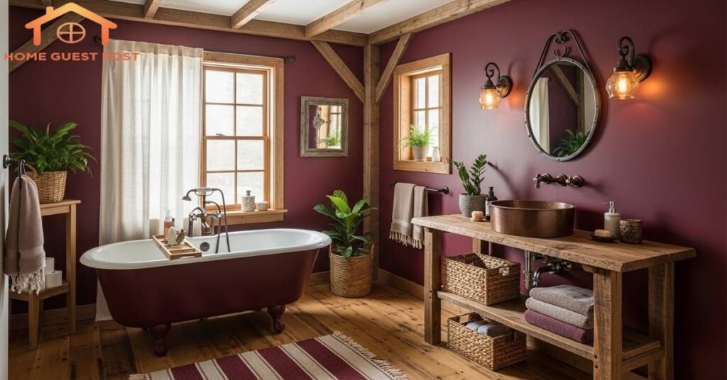 Rustic Burgundy Charm Bathroom