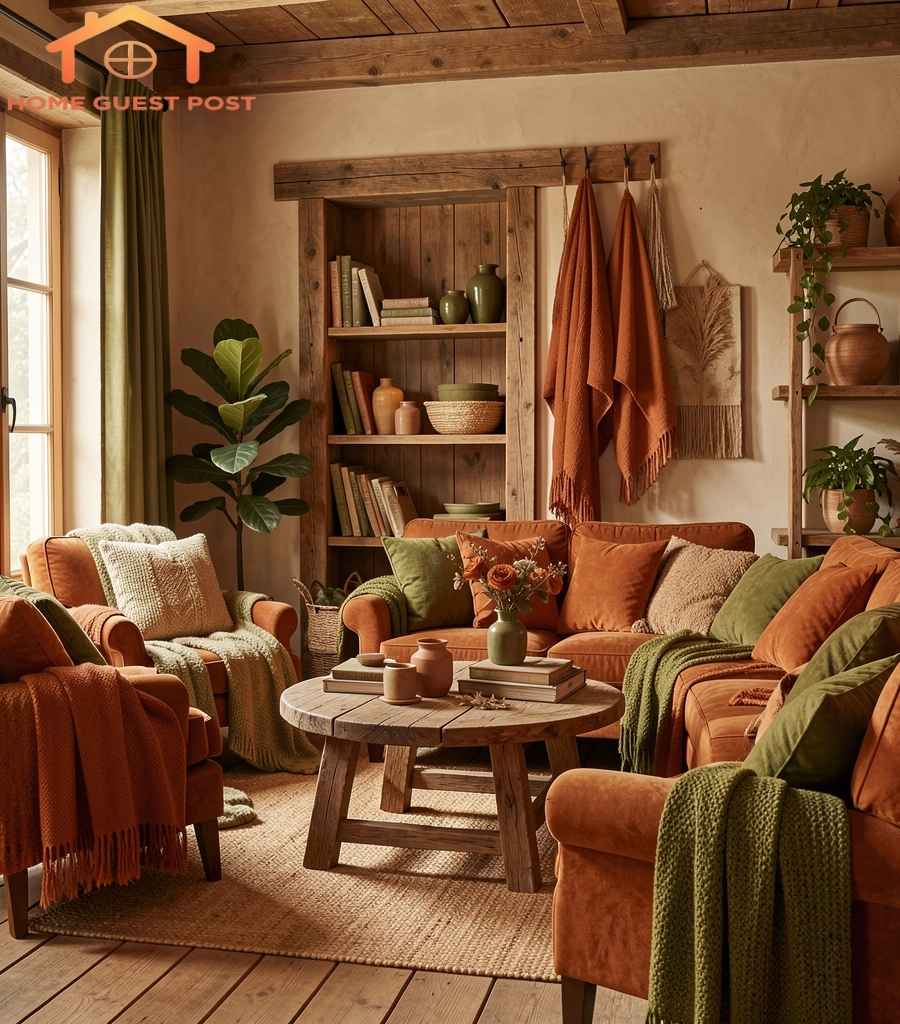 Rustic Burnt Orange and Olive Green Oasis