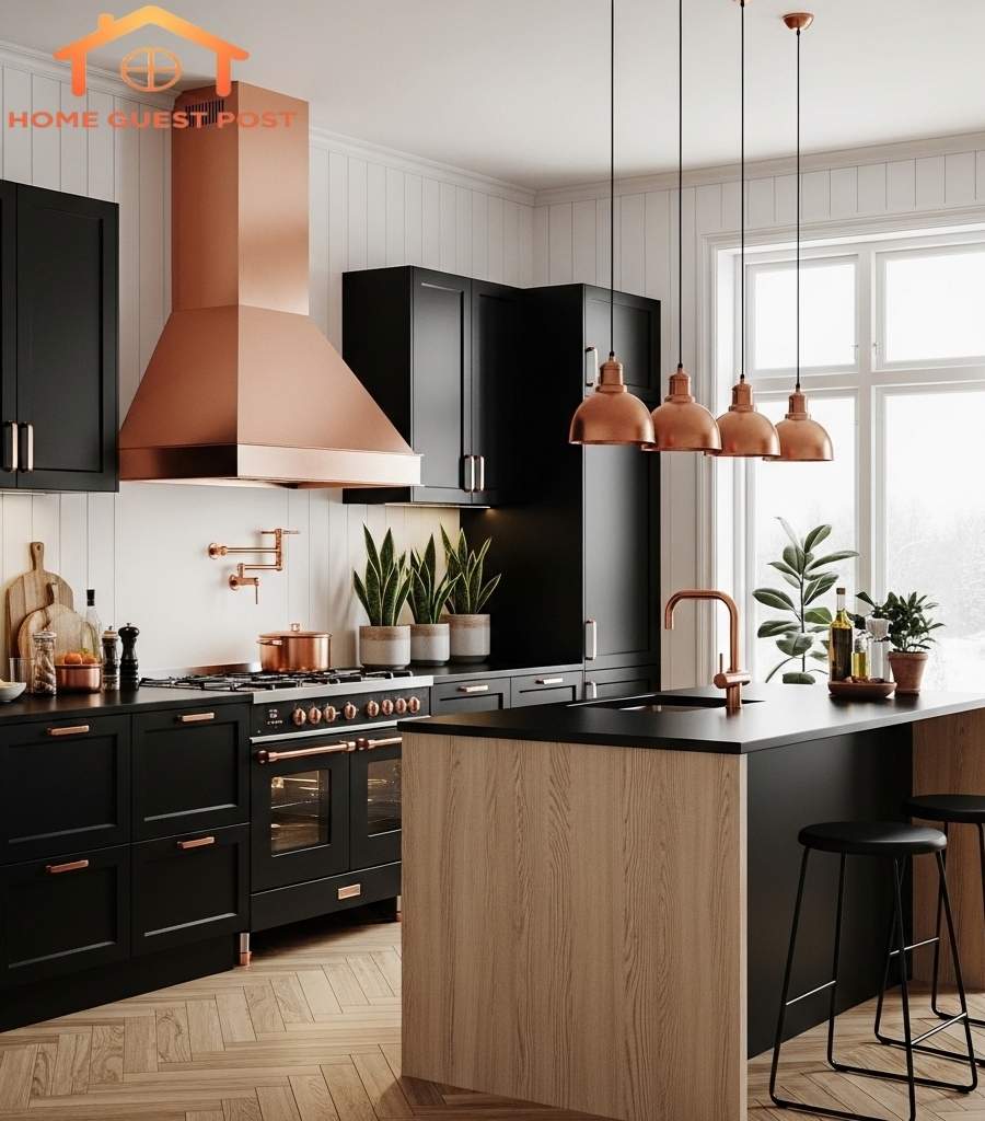 Scandinavian-Inspired Black & Copper Kitchen