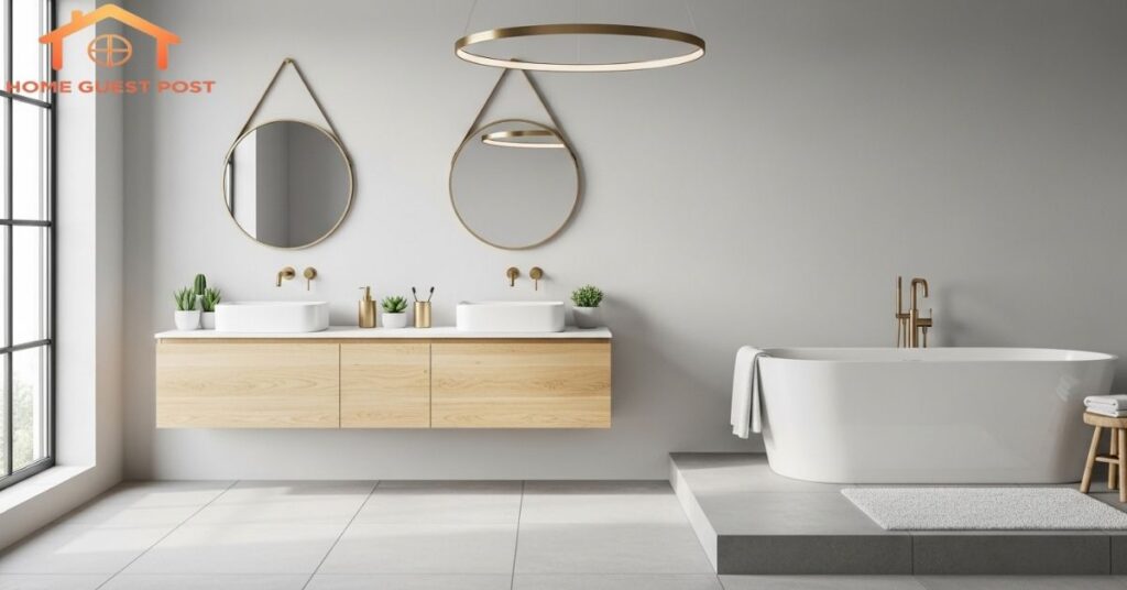 Scandinavian Simplicity with Gold Touches Bathroom