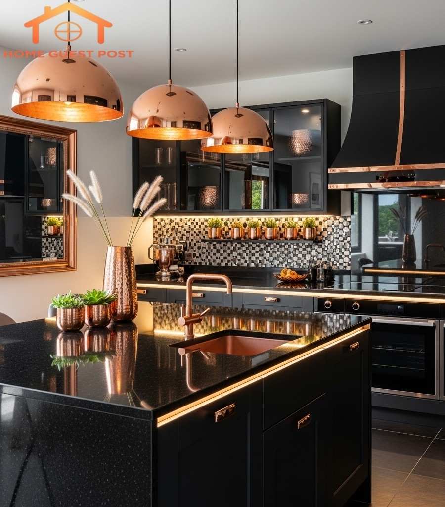 Sleek & Sophisticated Black & Copper Kitchen