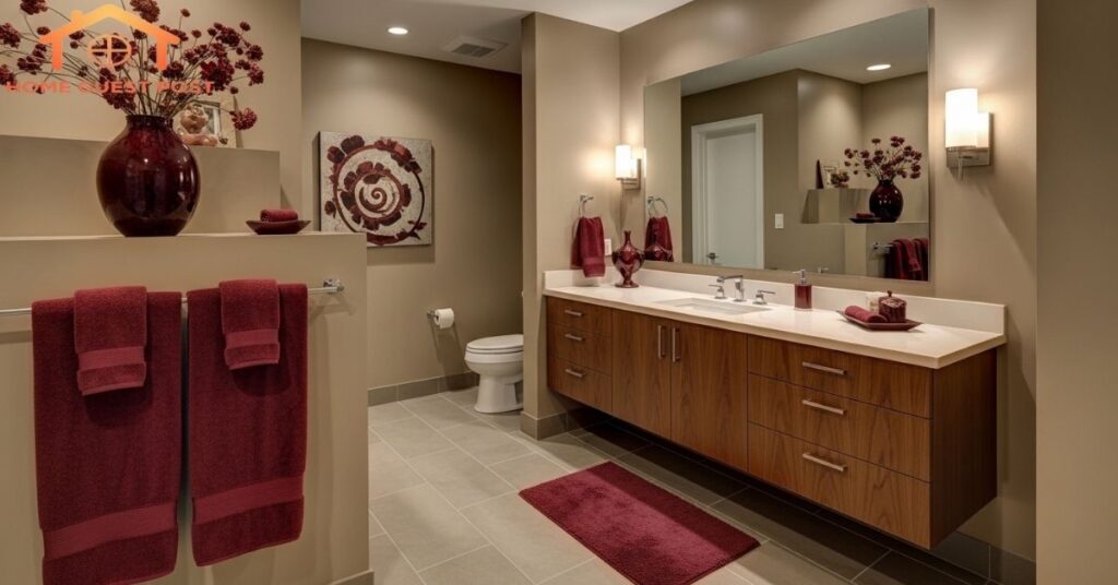 Taupe and Burgundy Bathroom Ideas