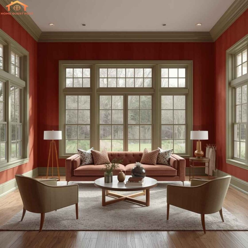 Terracotta Velvet with Sage Green Trim