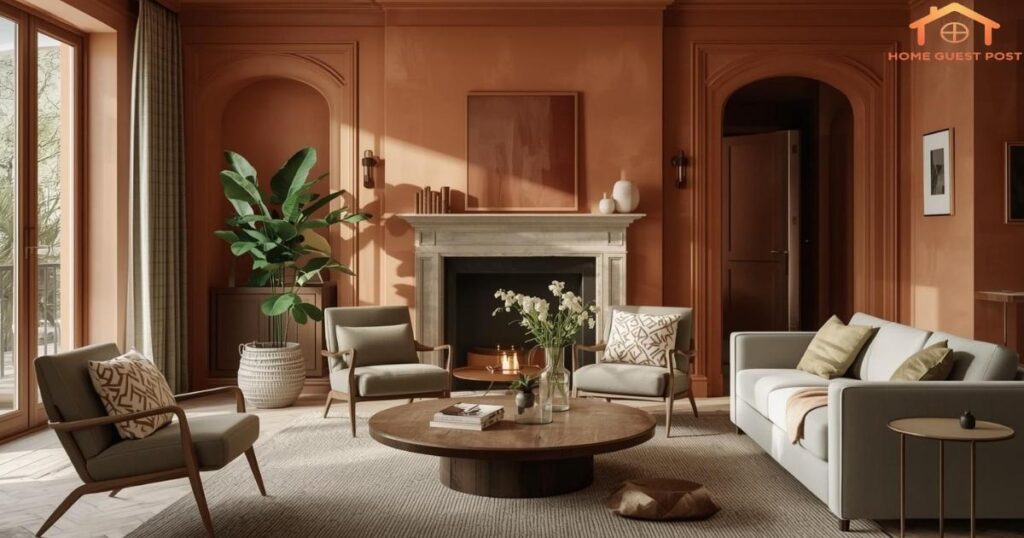 Terracotta and Sage Green Living Room