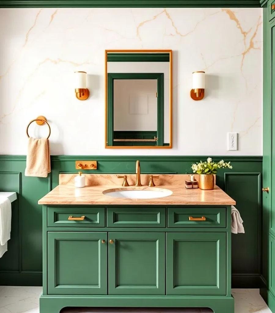 Timeless Green and Gold Bath