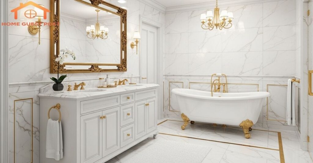 Timeless White and Gold Retreat Bathroom