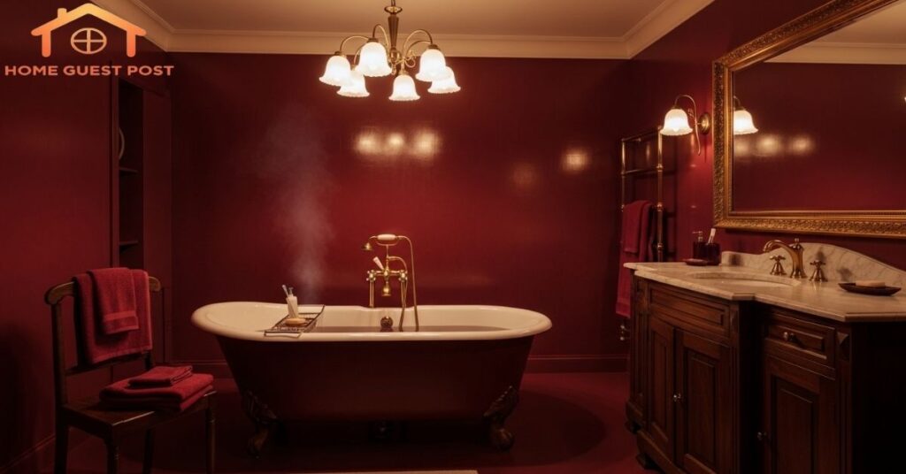 Warm Burgundy Glow Bathroom