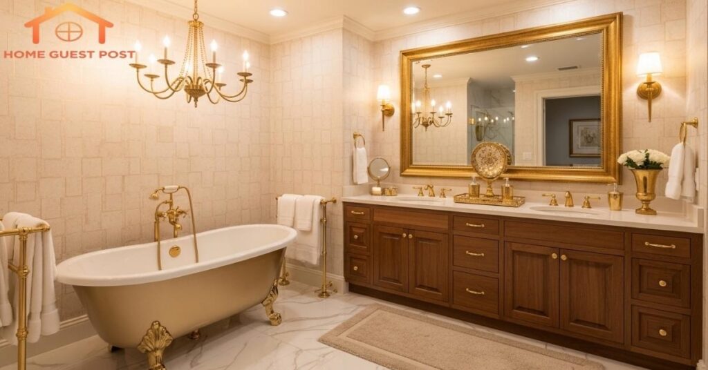 Warm and Inviting Gold Accents Bathroom